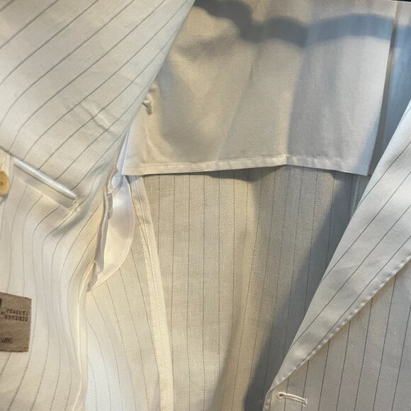 Banana Republic White Linen Stripe Full Suit - Size 40 S Chest | 30 S Pants - Picture 10 of 16